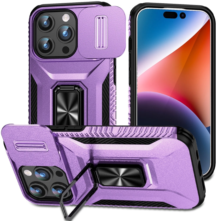 Sliding CamShield Holder Phone Case - For iPhone 15 / 14 / 13 / 12 / X / 7 / 8 Series (Purple) - Mos Accessories